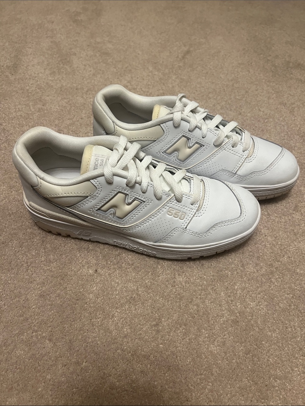 New Balance Men's White and Cream Sneakers